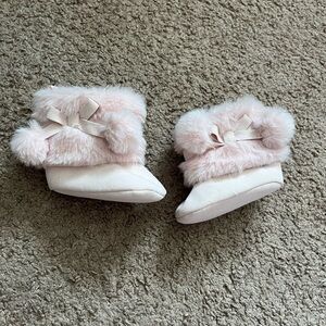 Stepping Stones Fuzzy Pink Booties
